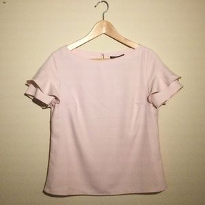 NWT Banana Republic Pink Ruffle Sleeve Top PETITE!